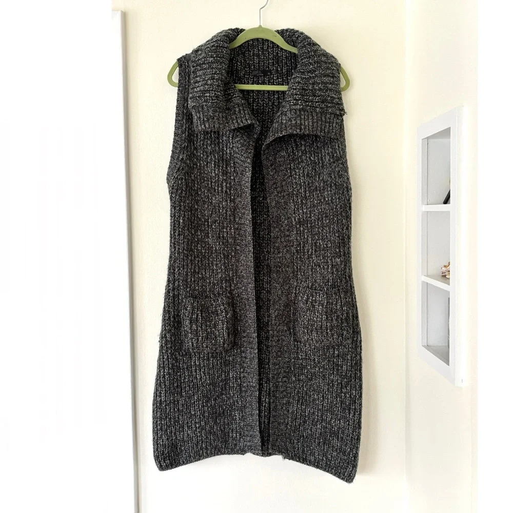 Prana Thalia wool blend black dark gray grey duster sweater - Picture 3 of 16